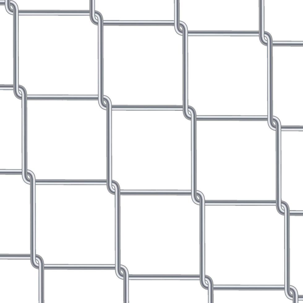 Chain Link Fence Background. Industrial Style Wallpaper. Realistic Geometric Texture. Steel Wire Wall Isolated On White. Vector illustration