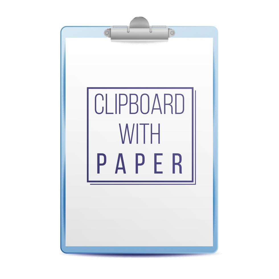 Realistic Clipboard Vector. A4 Size. Top View. Isolated On White Illustration vector