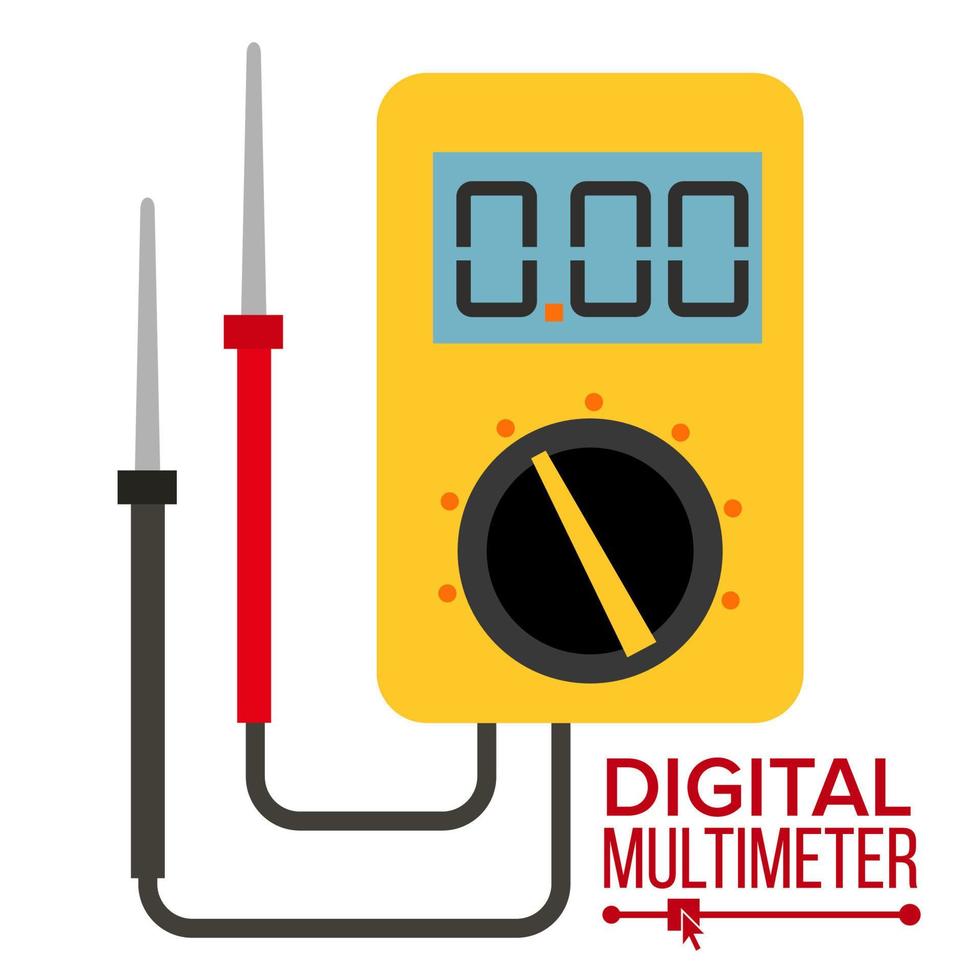 vector de multímetro. aparato digital icono de multiprobador eléctrico. voltímetro de corriente voltímetro. equipo electronico. ilustración plana aislada