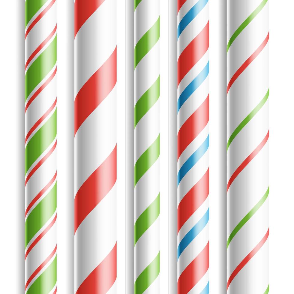 vector de bastón de caramelo de navidad. patrón sin costura horizontal aislado en blanco. bueno para la tarjeta de navidad y el diseño de año nuevo. ilustración realista