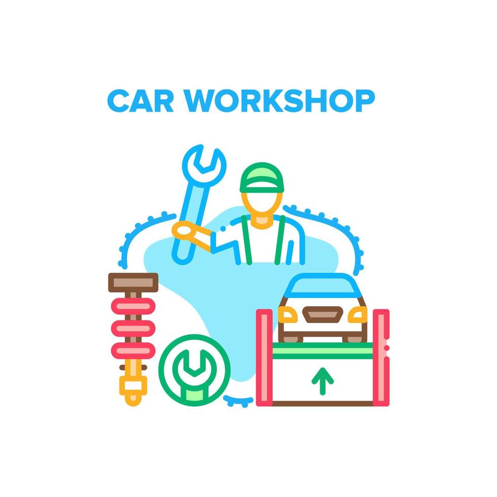 Car Workshop Vector Concept Color Illustration