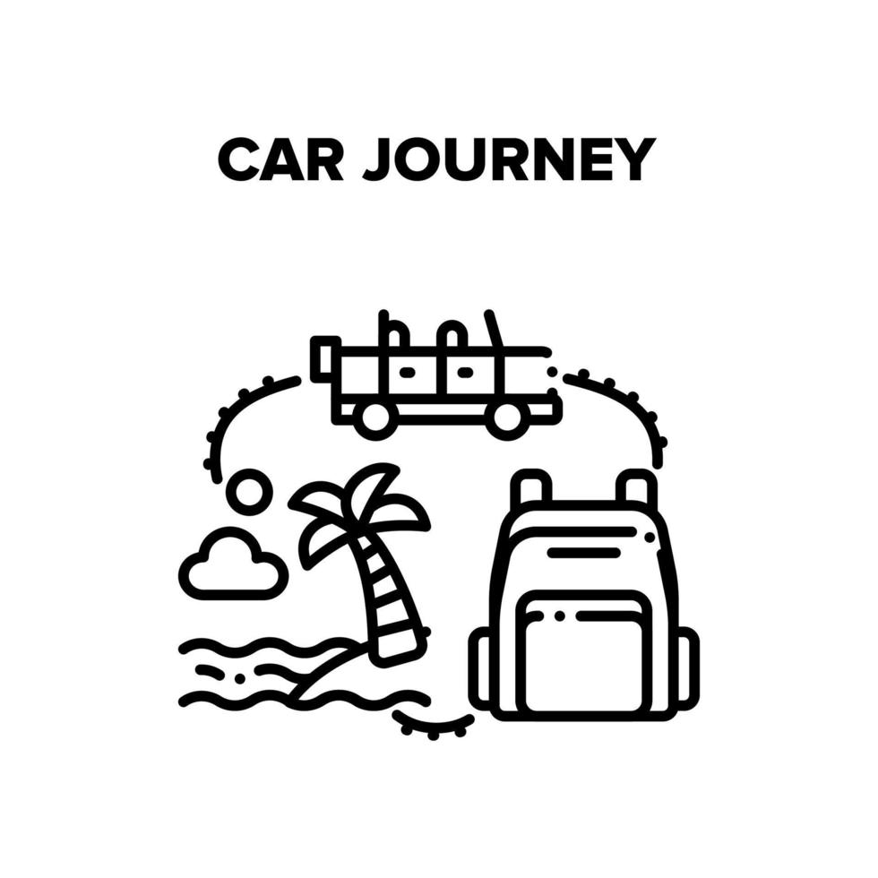 coche viaje vector negro ilustración