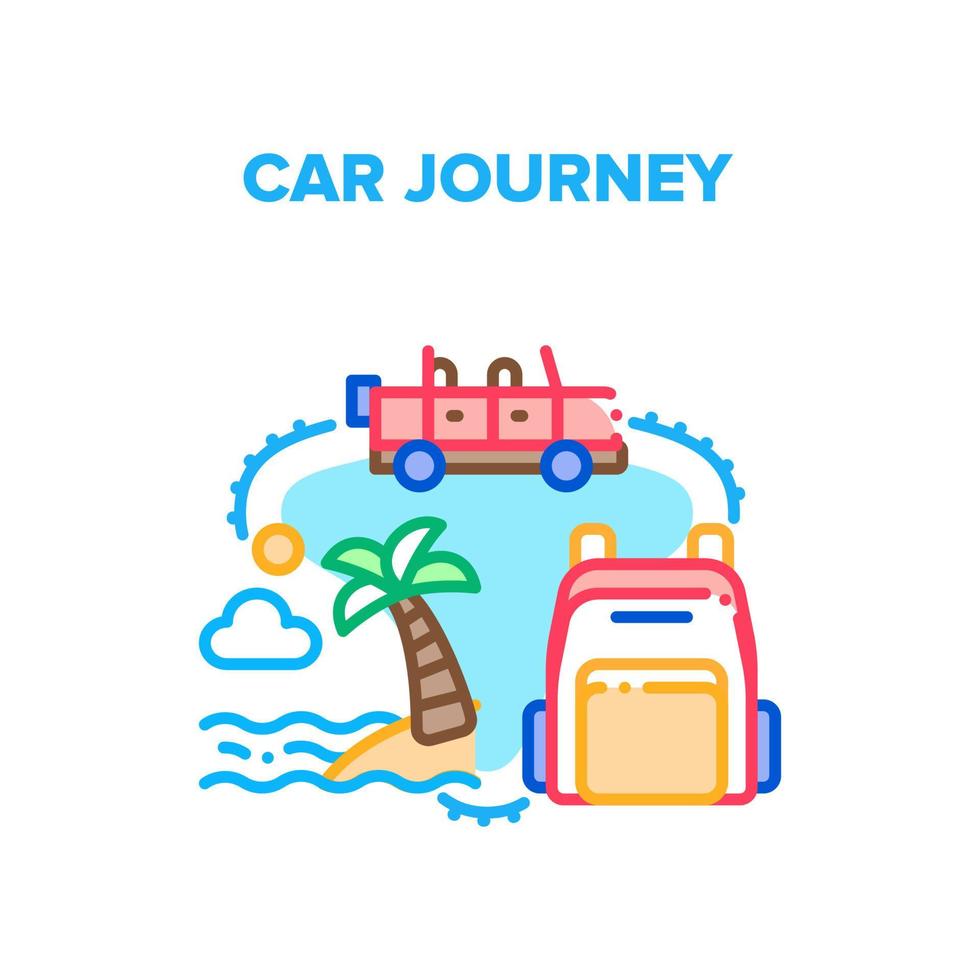 Car Journey Vector Concept Color Illustration