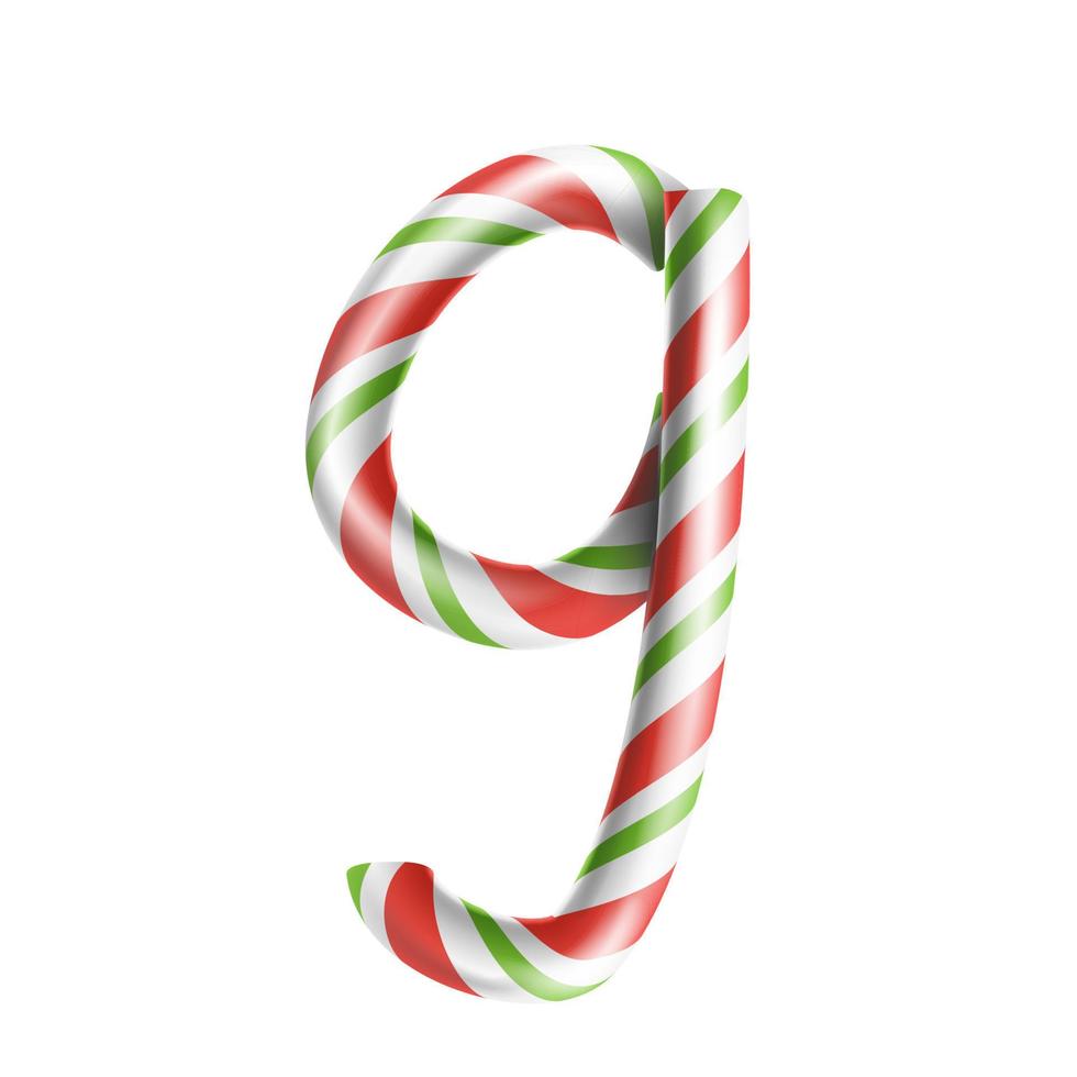 Letter G Vector. 3D Realistic Candy Cane Alphabet Symbol In Christmas Colours. New Year Letter Textured With Red, White. Typography Template. Striped Craft Isolated Object. Xmas Art Illustration vector