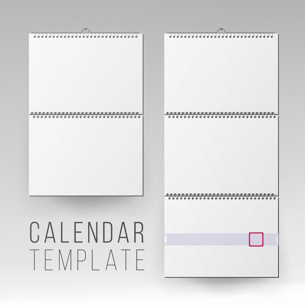 Wall Calendar Mock Up Vector. Template Square Spiral Calendar. vector