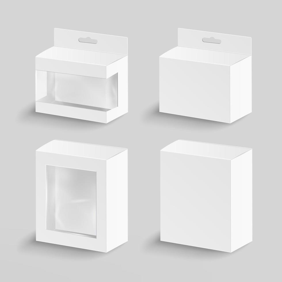 vector de rectángulo de cartón en blanco blanco. caja de paquete blanca simulada realista.