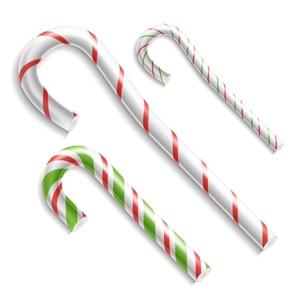 Candy Cane Vector. Christmas Candy Cane. Realistic Set Isolated. Top View. Xmas Banner And New Year Design Concept Illustration vector