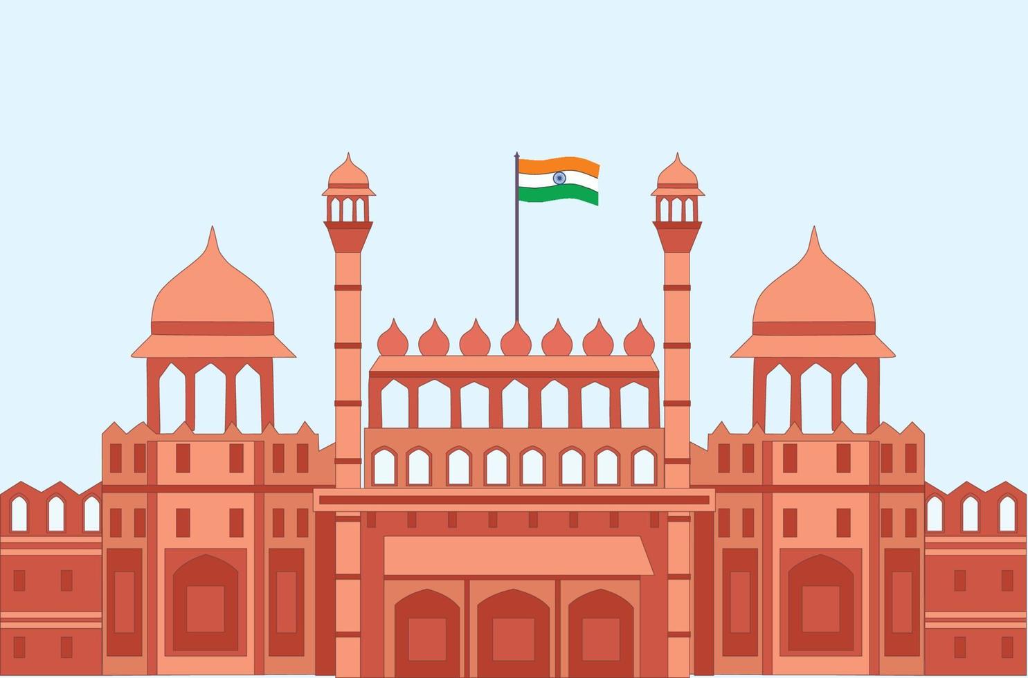 Red Fort India Vector Illustration