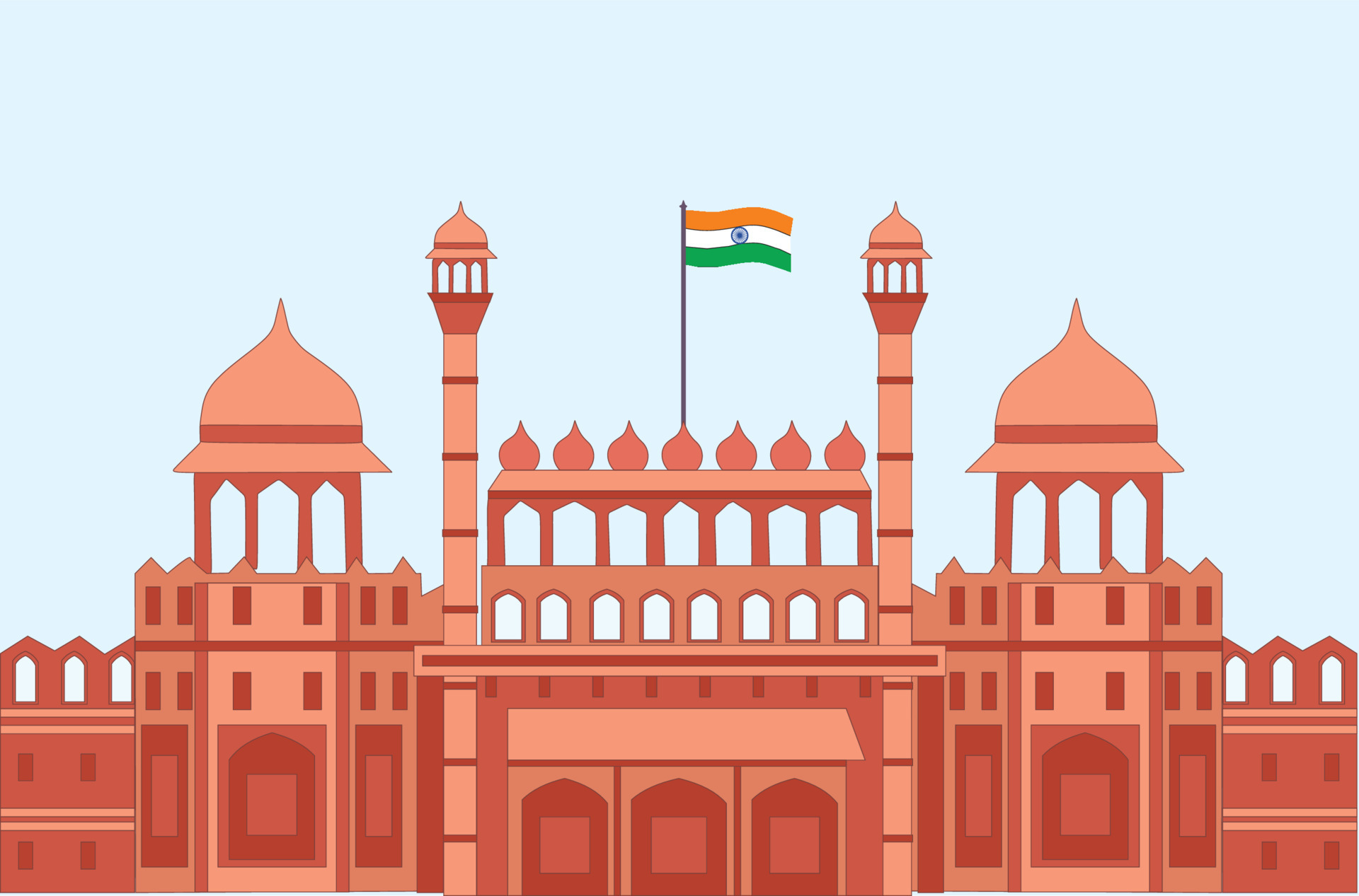 Red Fort India Vector Illustration 17370285 Vector Art at Vecteezy