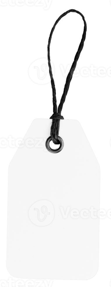 Blank white price tag with string isolated. Template mock up png