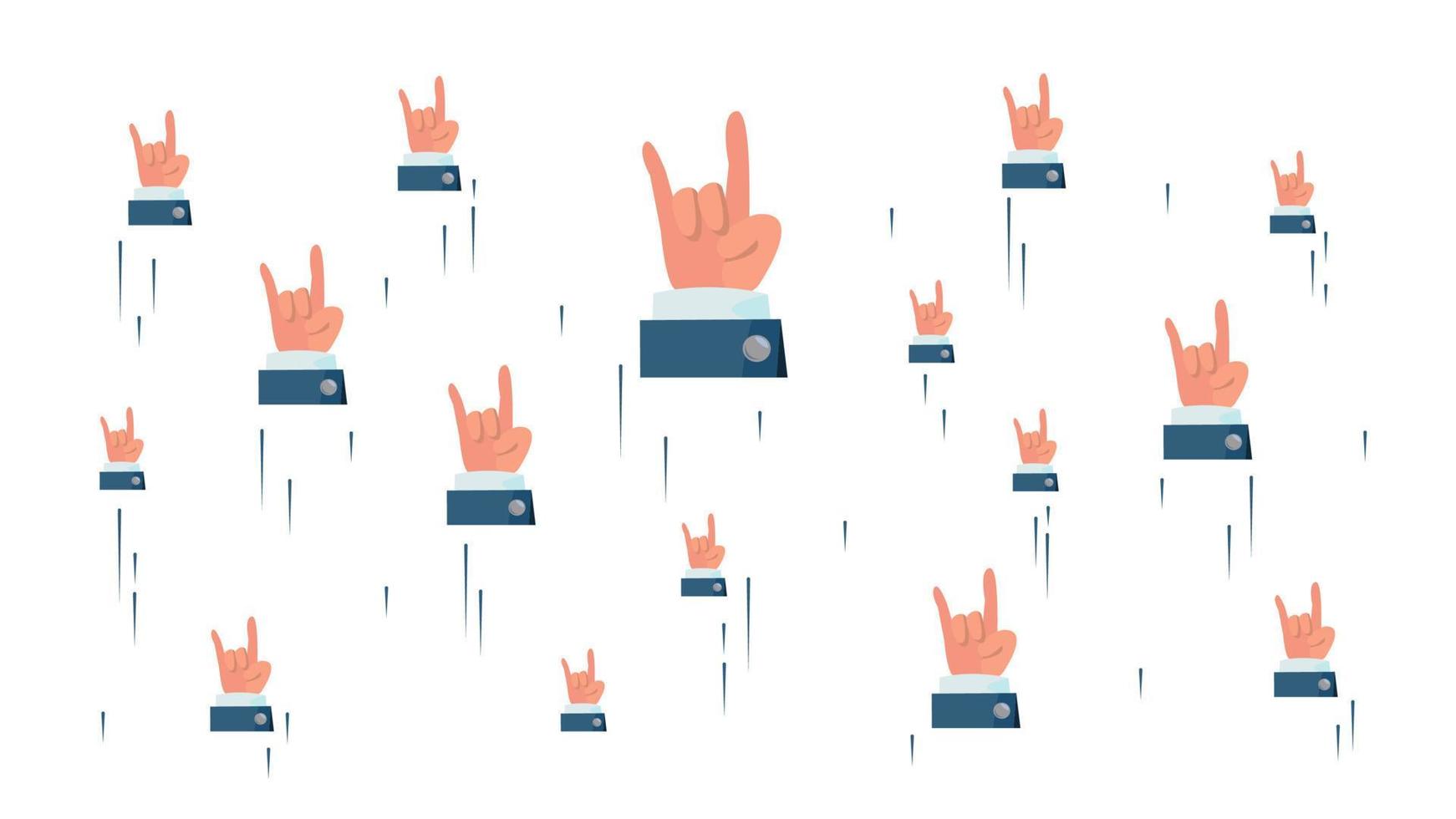 Rock N Roll Hand Sign Vector. Flying Businessman Hands. Social Media Cool Rock Symbols Networking Concept. Isolated Illustration vector