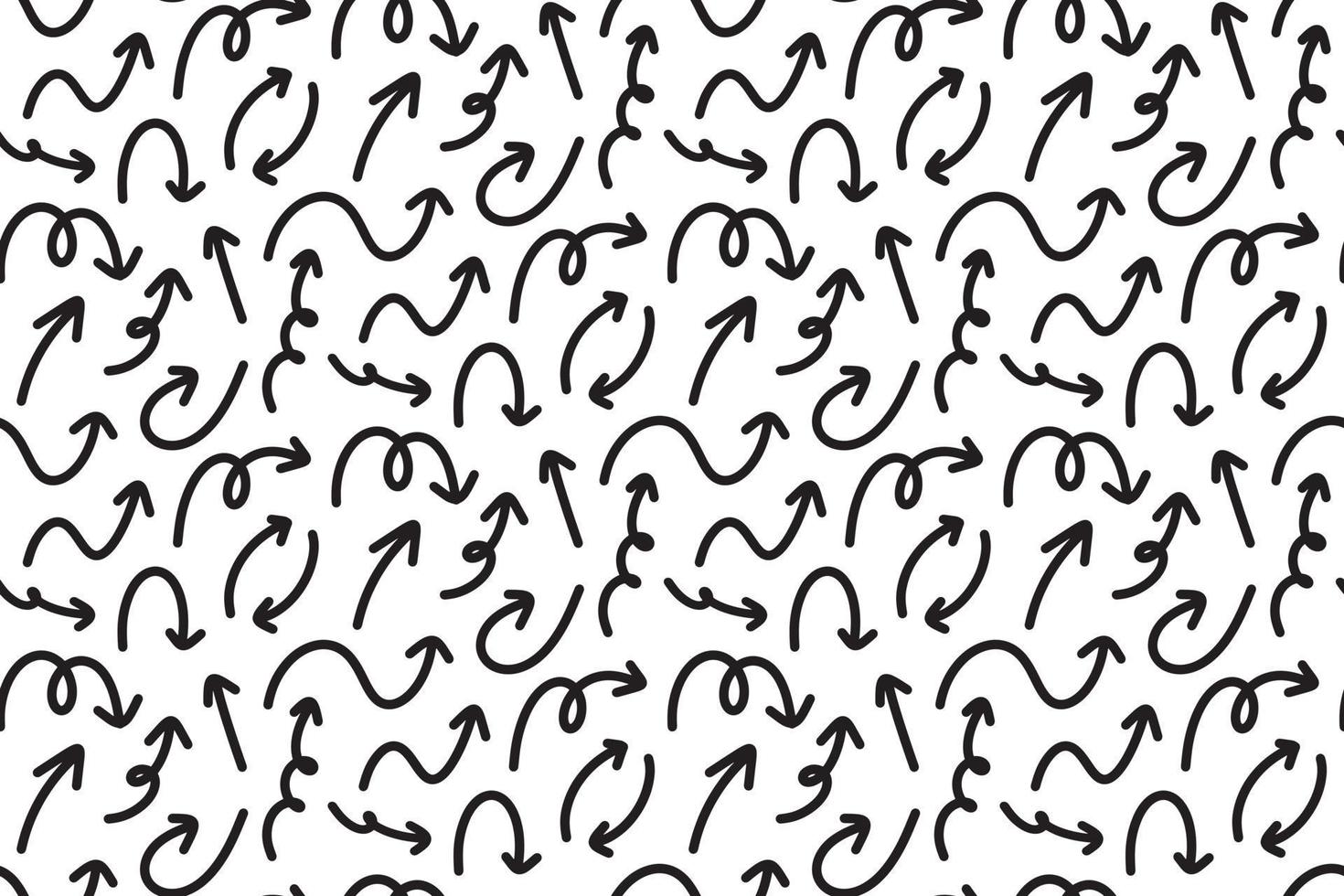 Seamless pattern background with different hand drawn arrow pointers. Vector backdrop with arrows icons. Smooth different sketch sign texture for education and business design on white background