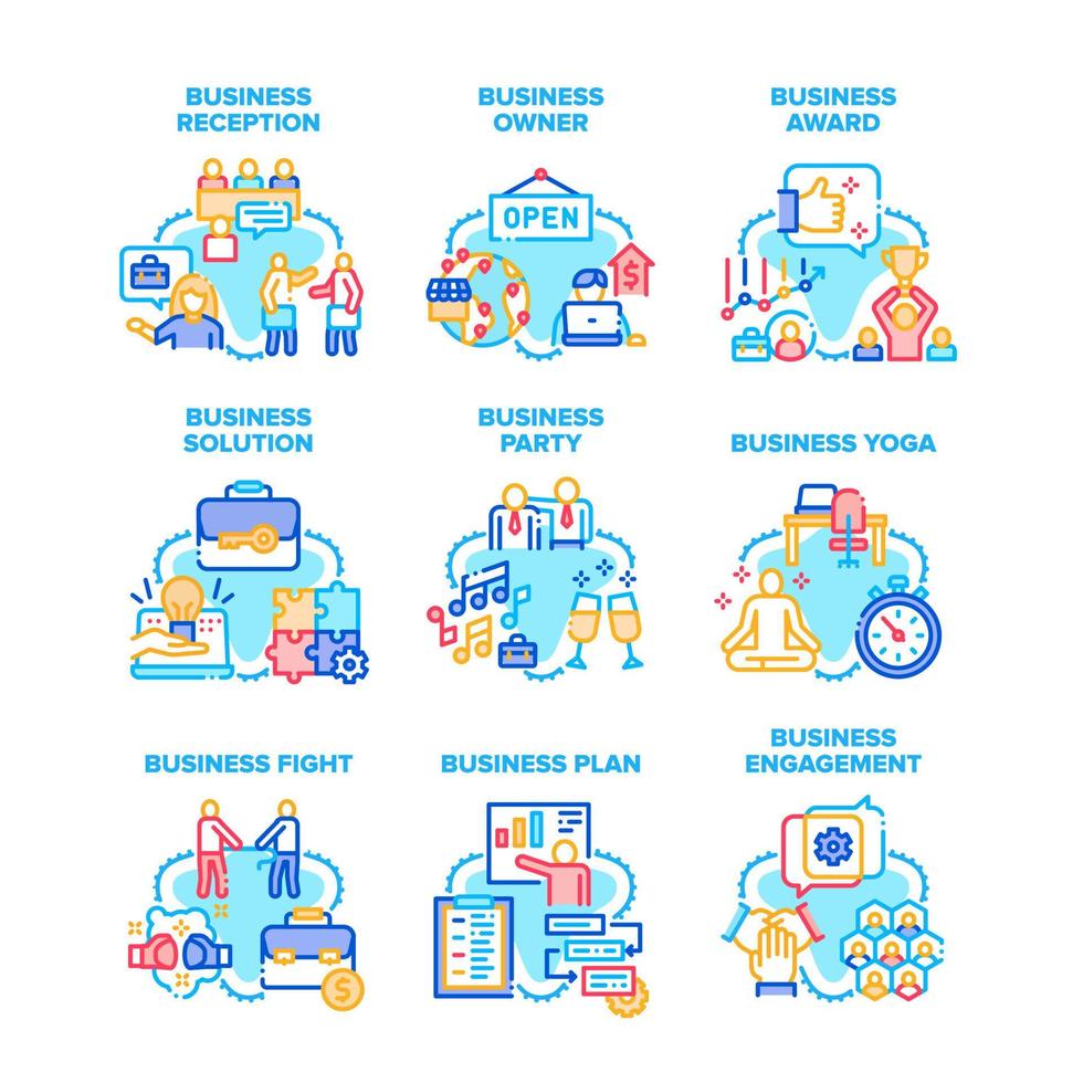 Business Solution Set Icons Vector Illustrations