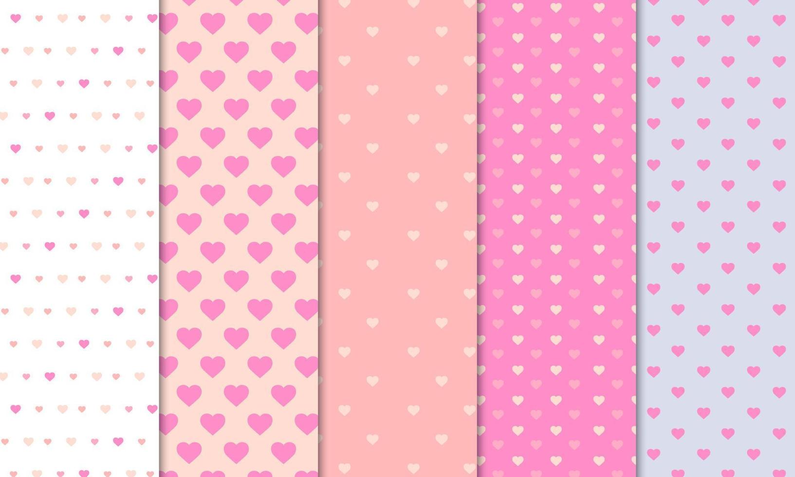 Collection of cute love motif wrapping patterns vector