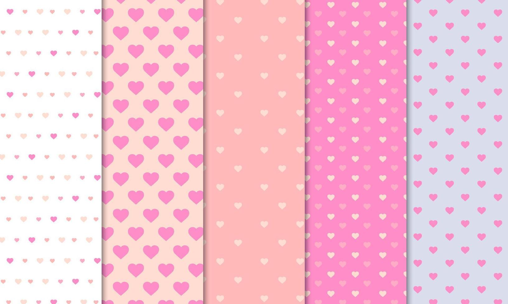 Collection of cute love motif wrapping patterns vector