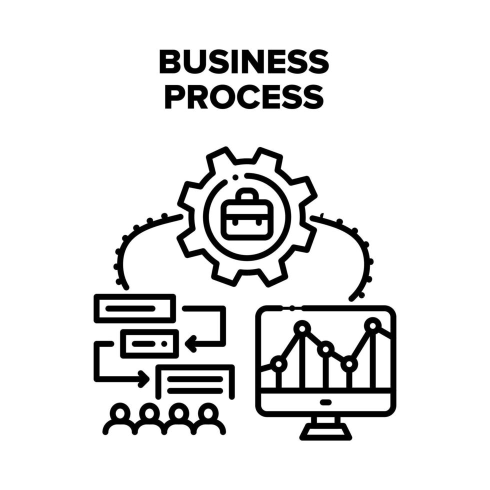 Business Process Strategy Vector Black Illustration