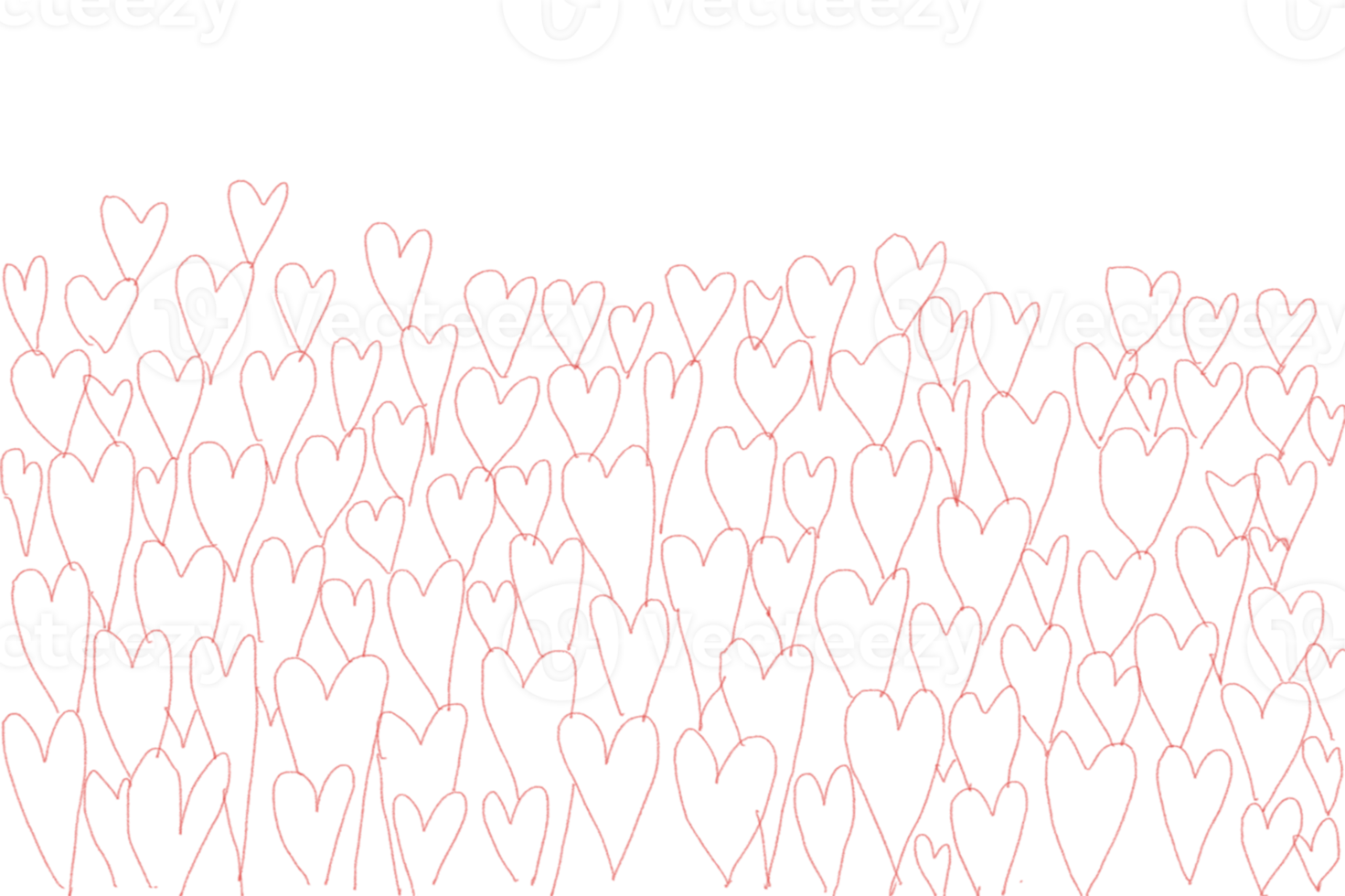 red line draw around red heart icon background, hand draw shape symbol love, design elements for love valentine day png
