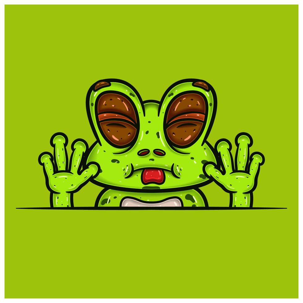 Taunt Face Expression With Frog Cartoon. vector
