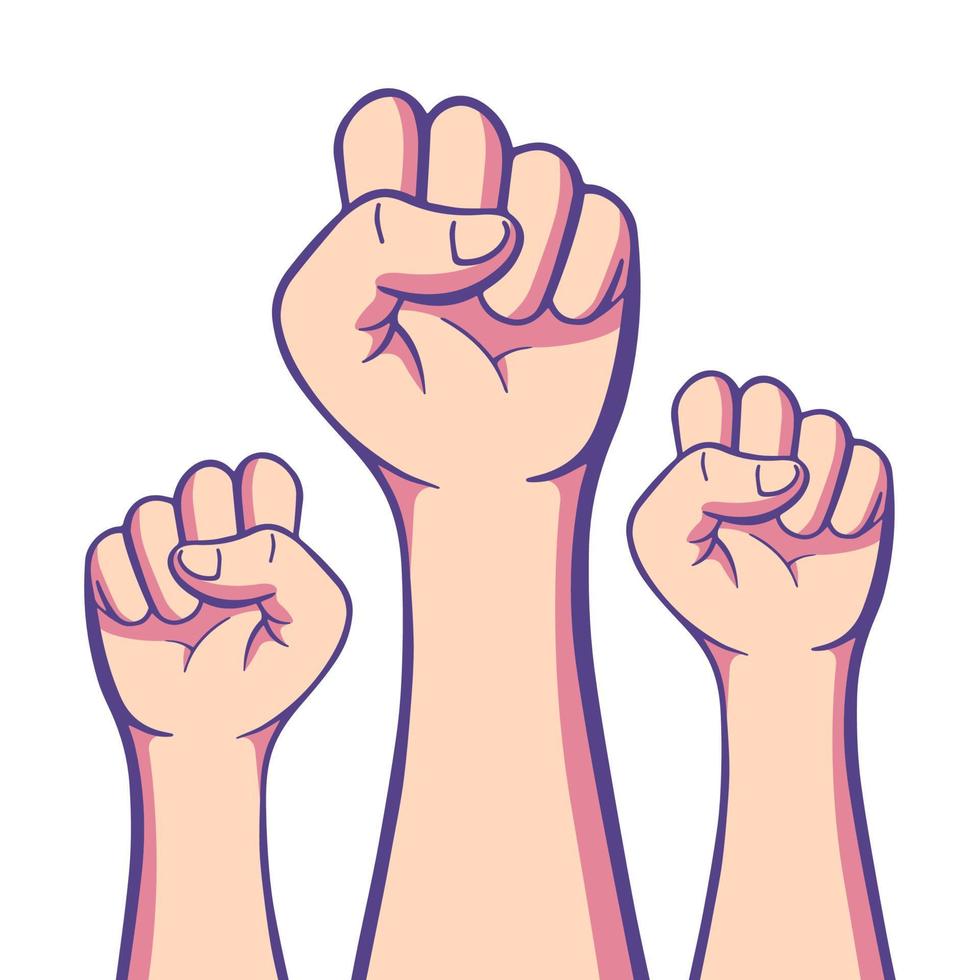 Demonstration, revolution, protest raised arm fist Fight for Your Rights banner. vector