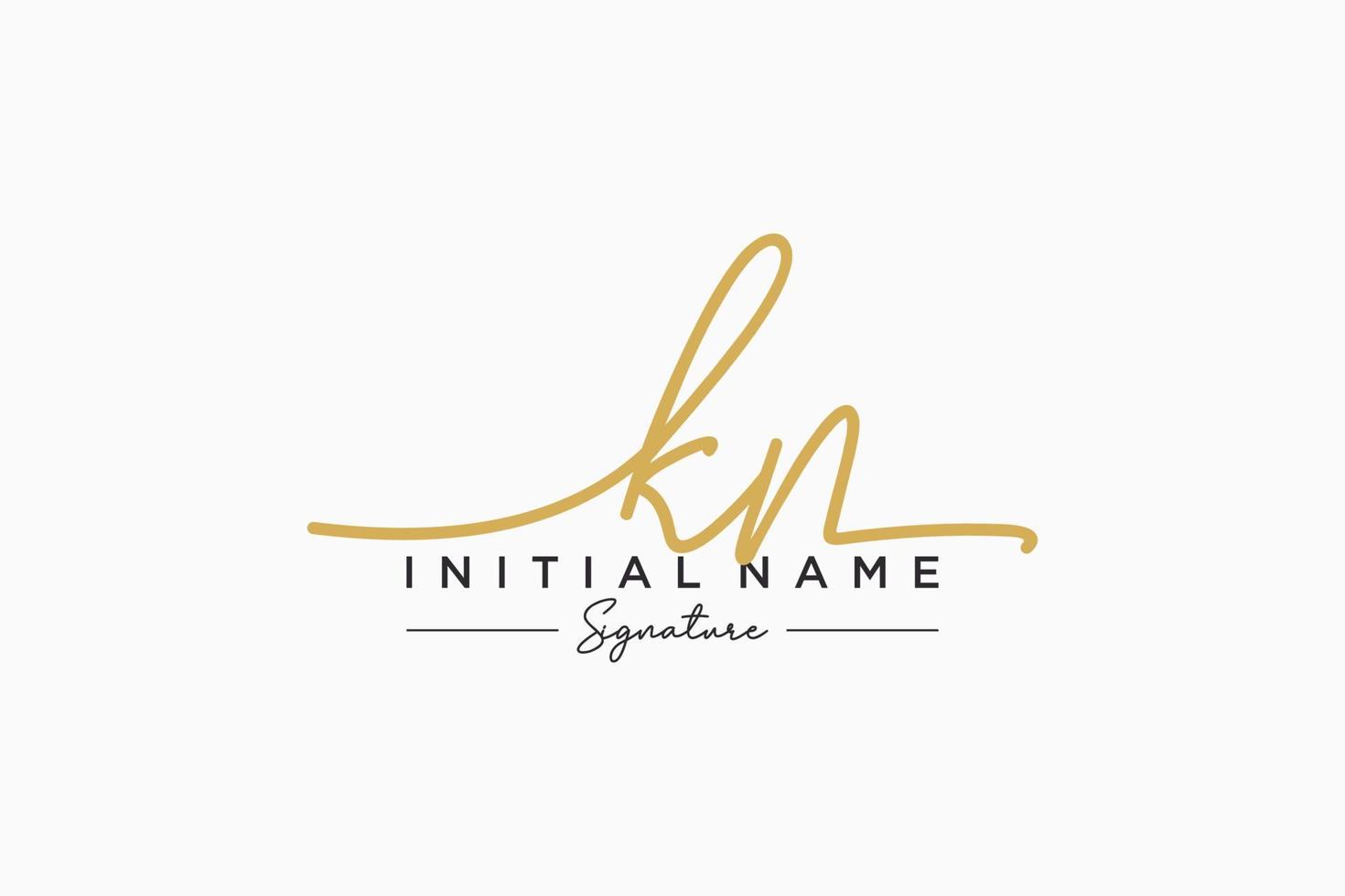 Initial KN signature logo template vector. Hand drawn Calligraphy lettering Vector illustration.