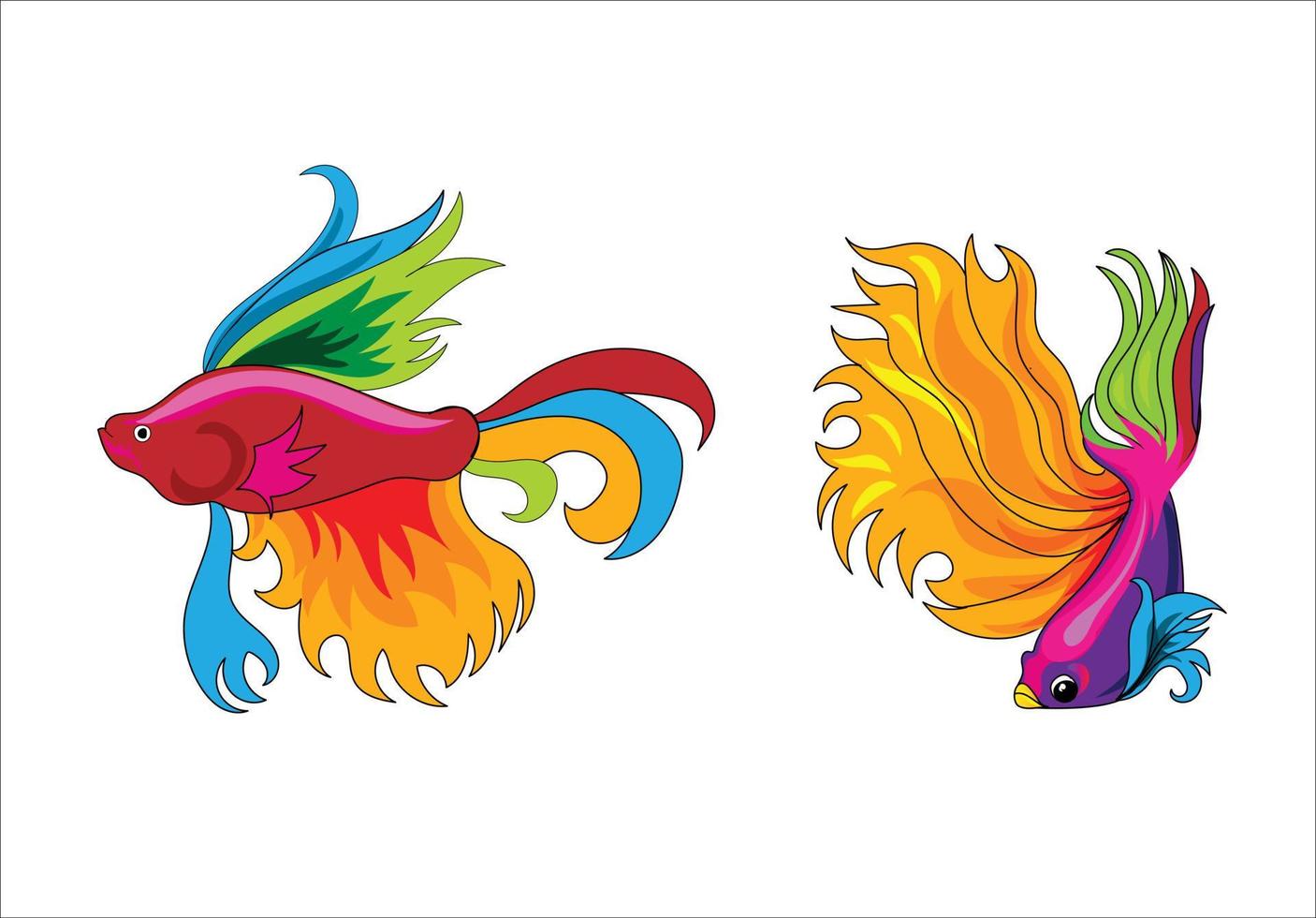 2 Betta Fish vector illustration