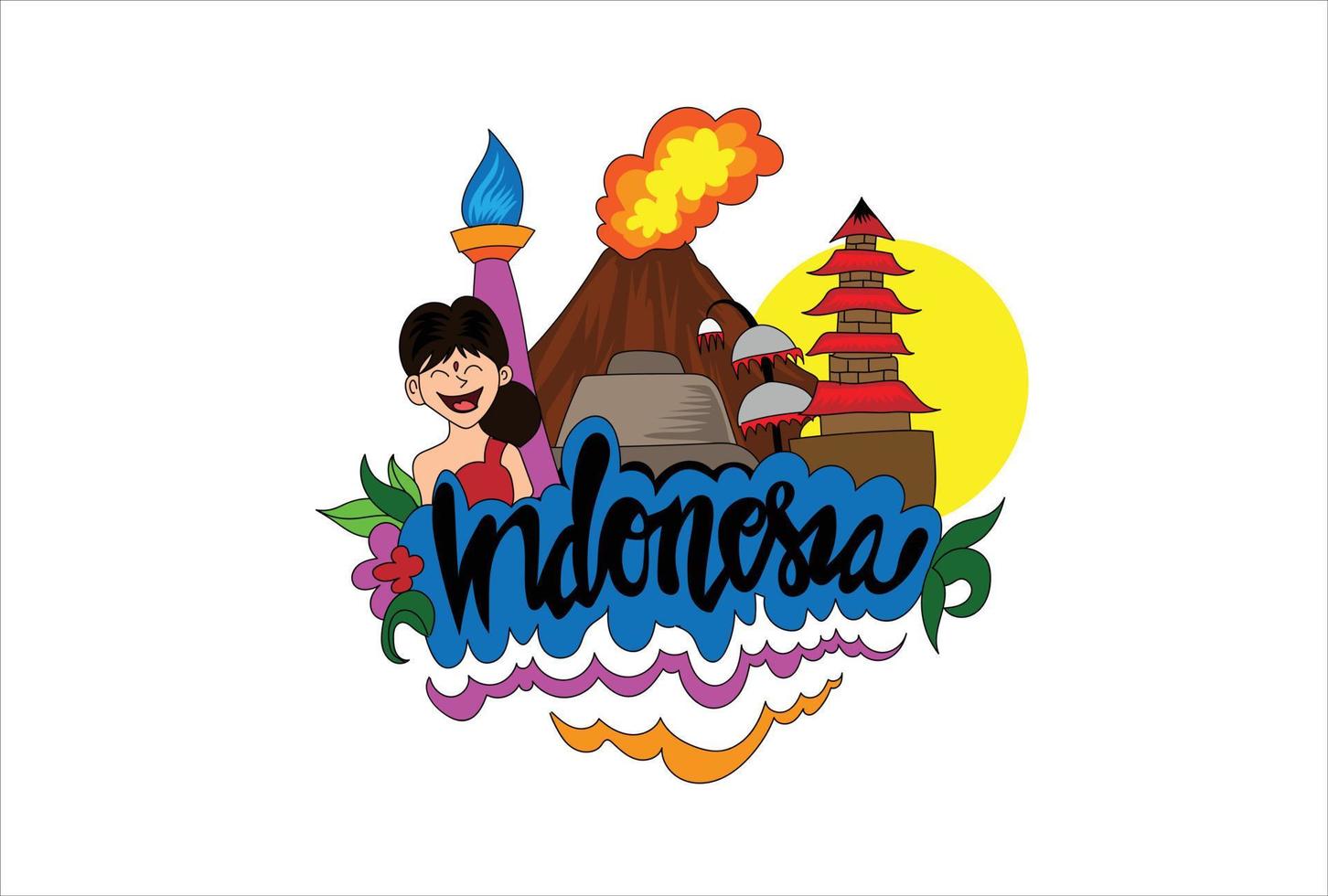 indonesia iconos vector ilustración sobre fondo blanco
