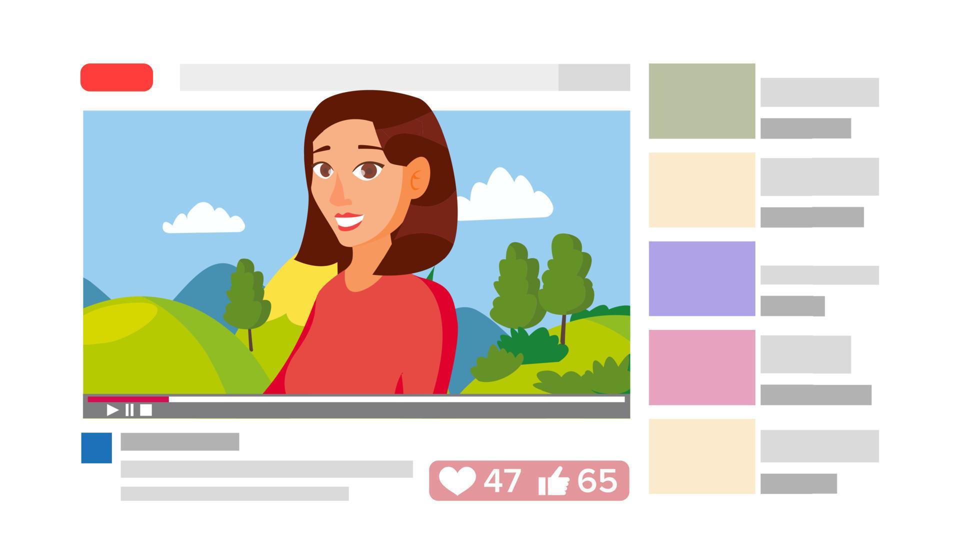 Girl Leading Online Stream Channel. Online Streaming Video