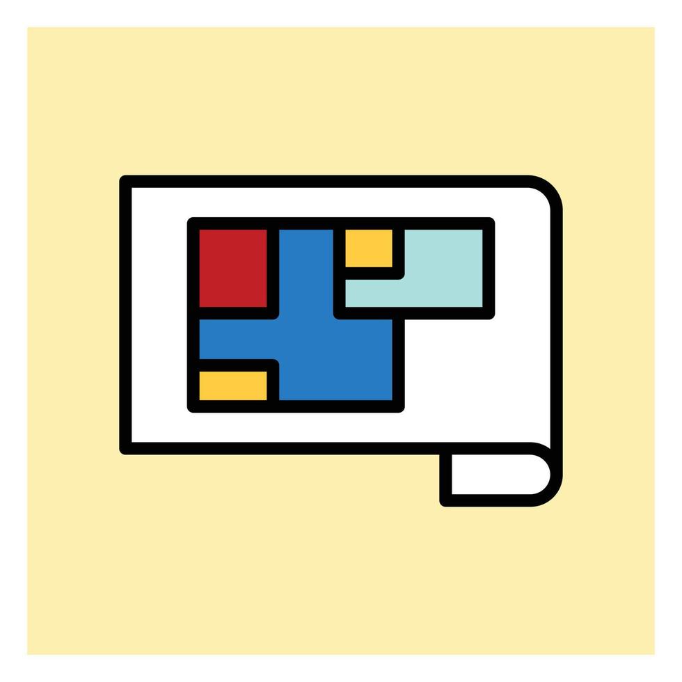 Floor Plan Real Estate Filled Icon vector