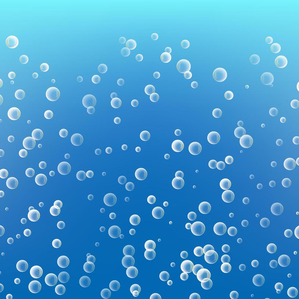 agua con burbujas en el fondo del océano azul. claro jabonoso brillante. ilustración vectorial vector