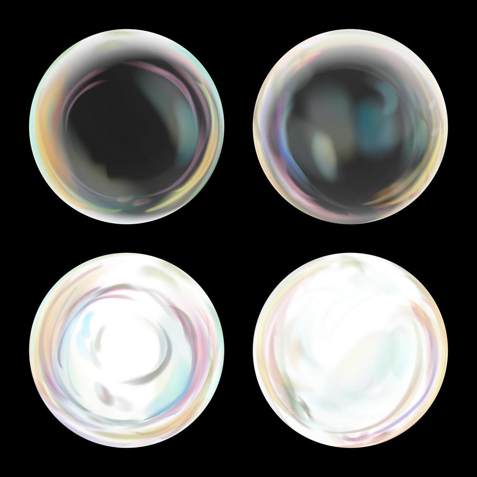 Realistic Soap Bubbles With Rainbow Reflection vector