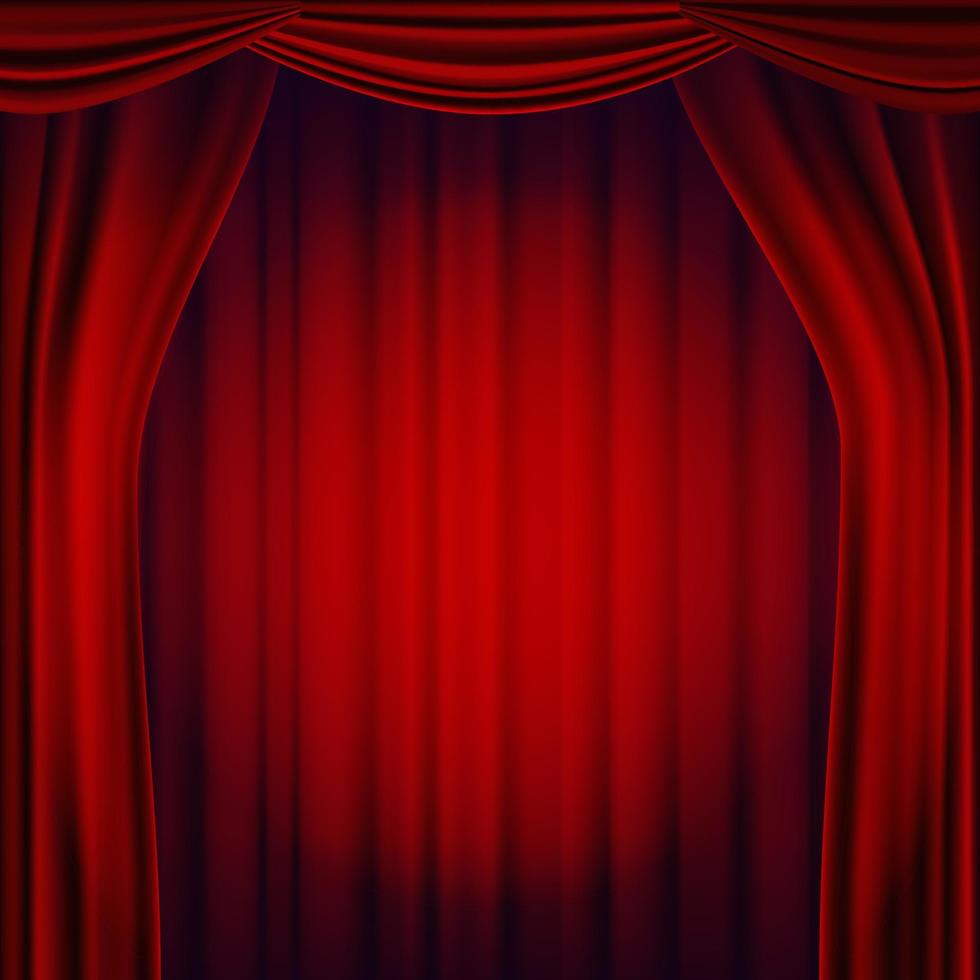 Red Theater Curtain Vector. Theater, Opera Or Cinema Scene. Realistic Illustration vector