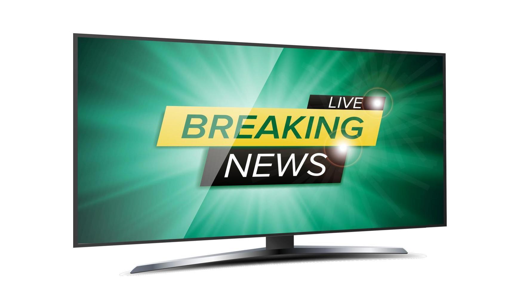 Breaking News Live Background Vector. Green TV Screen. Business Banner Design Template. Isolated On White Illustration vector