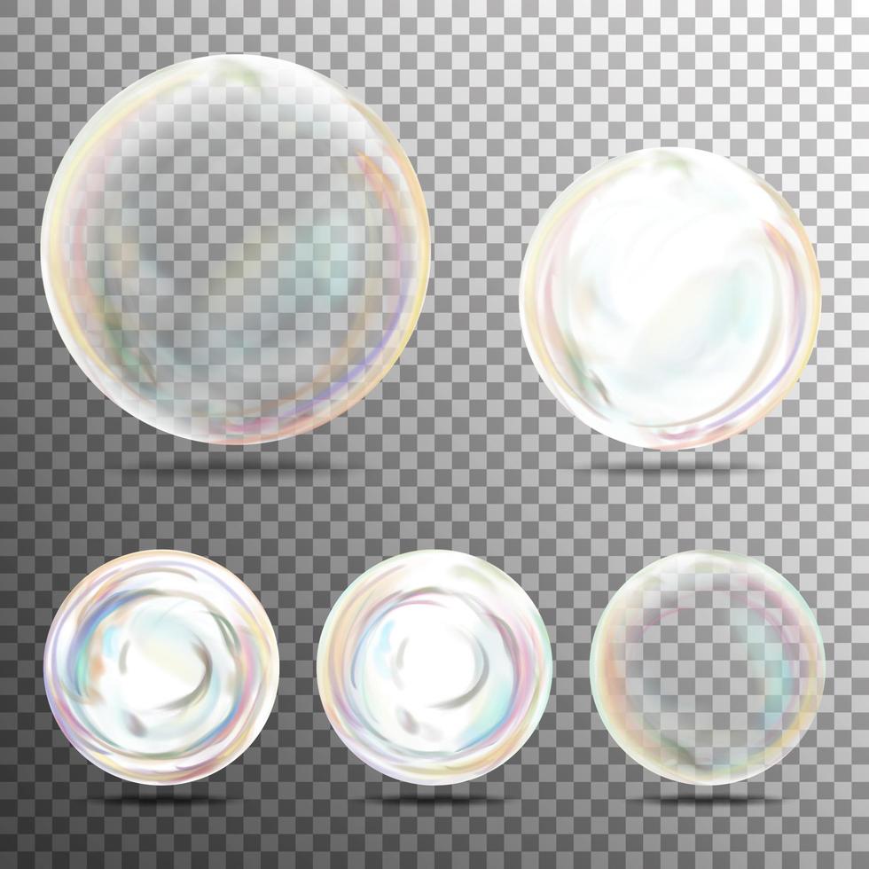 pompas de jabón realistas con reflejo de arco iris vector