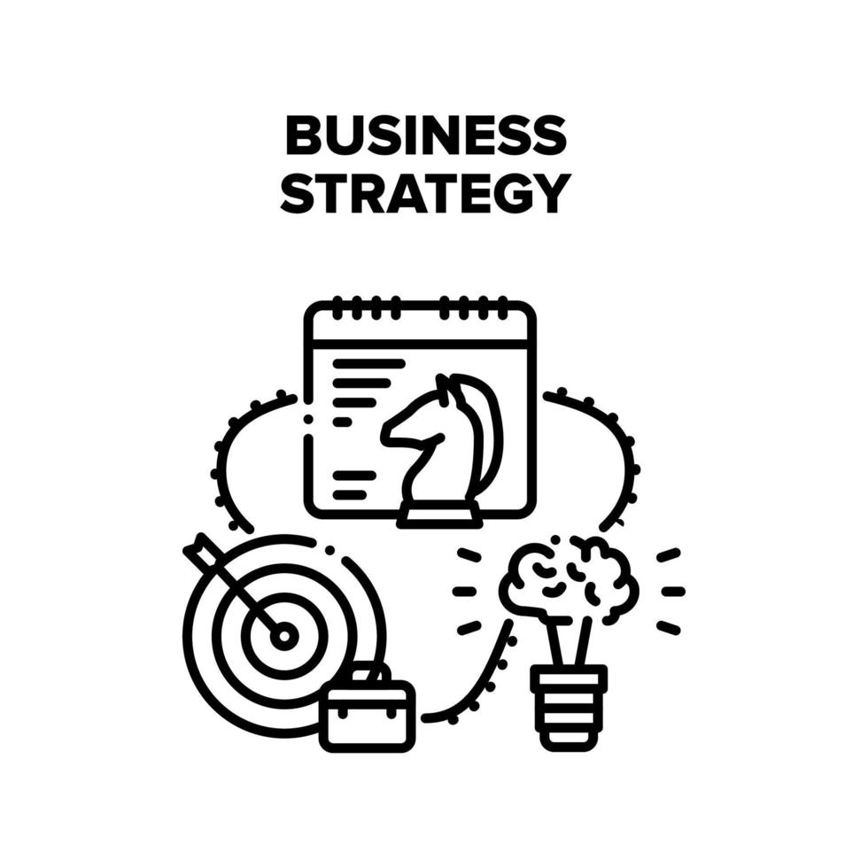 estrategia de negocio planificación vector negro ilustración