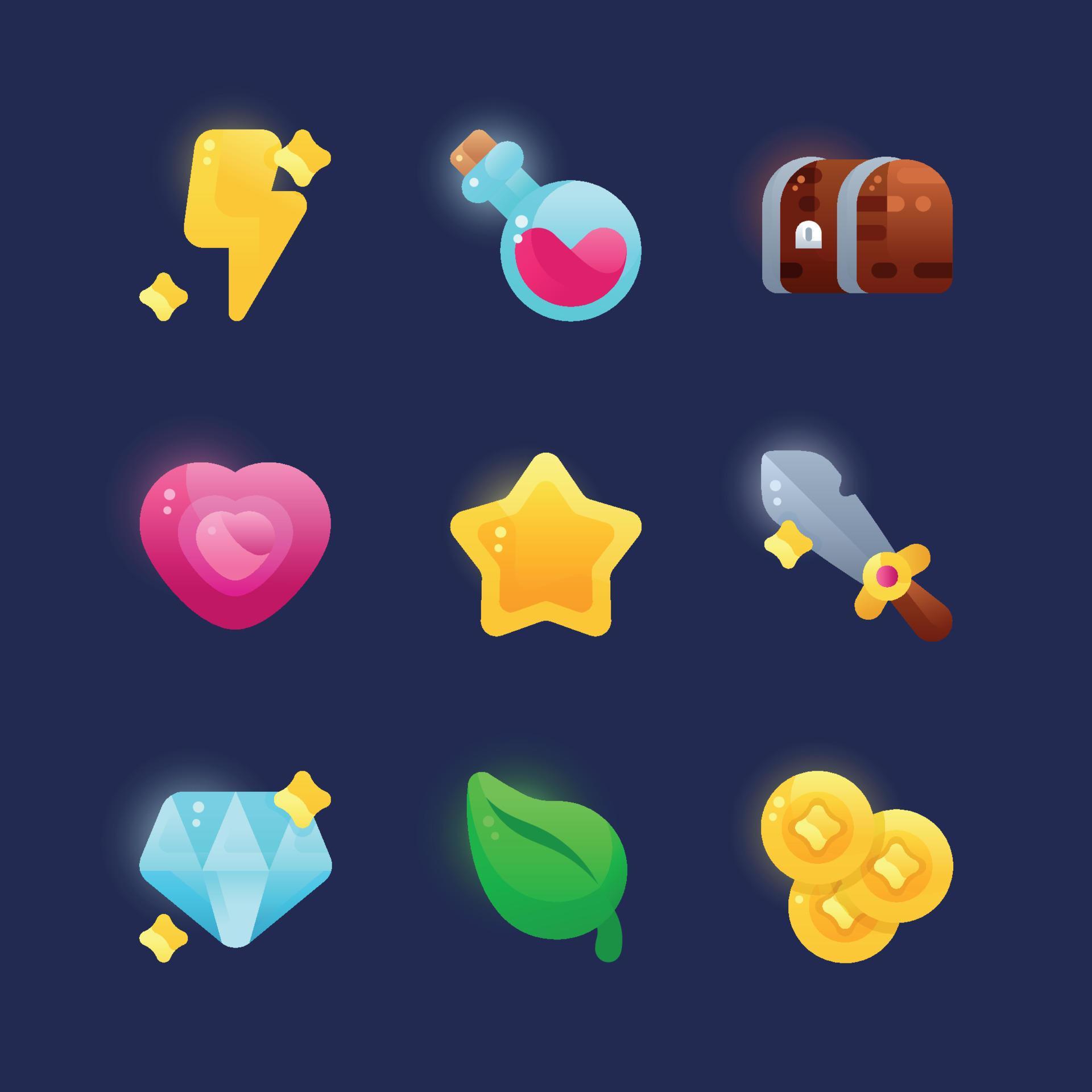 Playful Rounded In-Game UI Icons for MMORPG Apps 17370953 Vector Art at ...