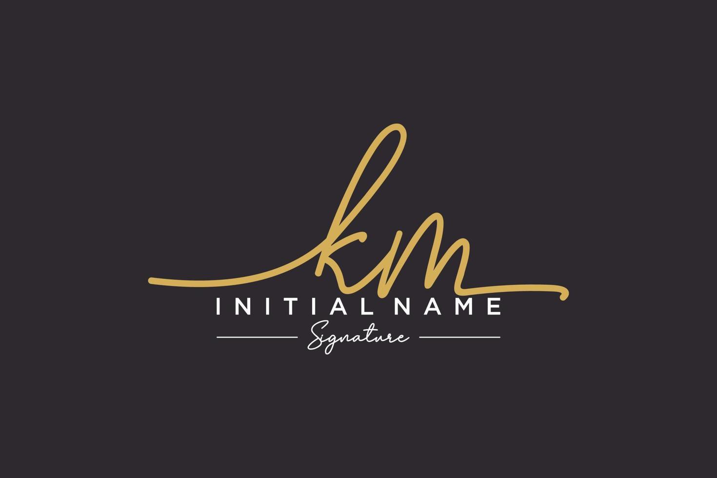 Initial KM signature logo template vector. Hand drawn Calligraphy lettering Vector illustration.