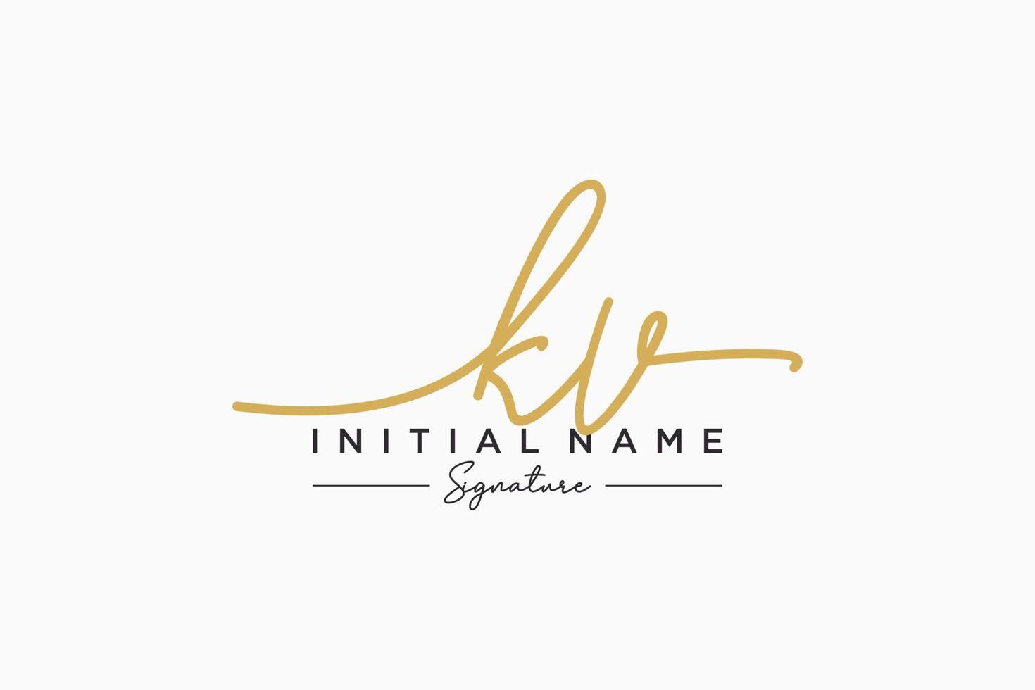 Initial KV signature logo template vector. Hand drawn Calligraphy lettering Vector illustration.