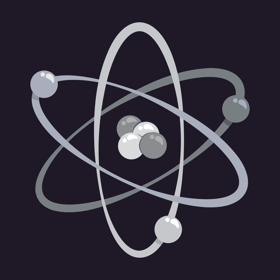 Atom with Electrons in Orbit vector illustration physical science graphic