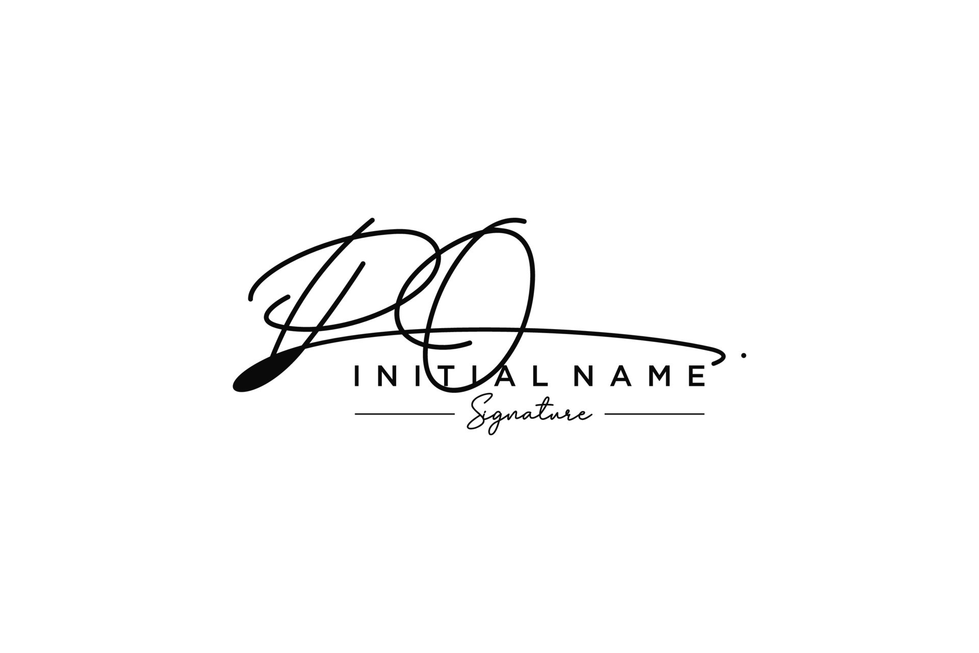 Initial PO signature logo template vector. Hand drawn Calligraphy lettering Vector illustration