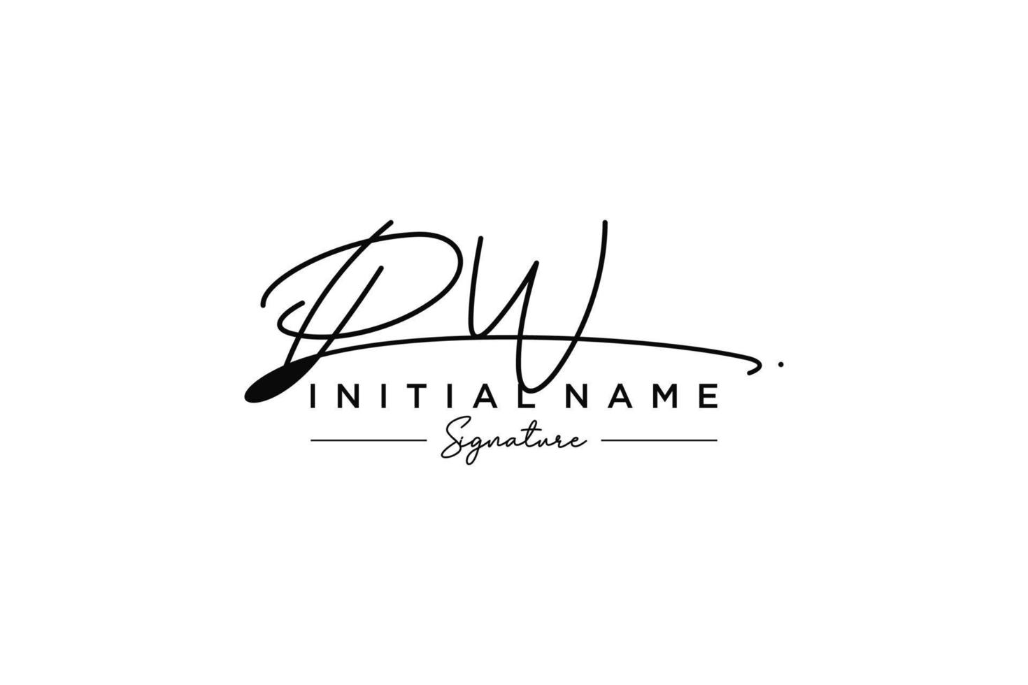 Initial PW signature logo template vector. Hand drawn Calligraphy lettering Vector illustration.