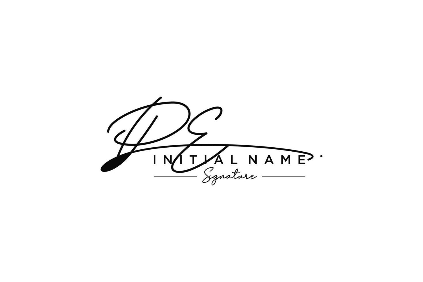 Initial PE signature logo template vector. Hand drawn Calligraphy lettering Vector illustration.