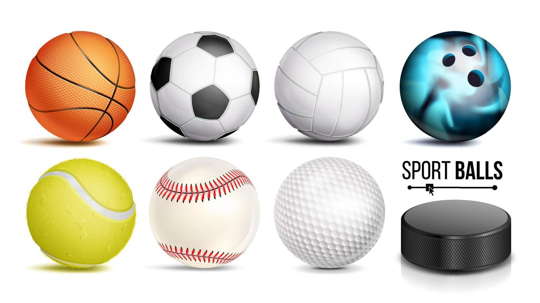 juego de pelota deportiva vector. 3d realista. balones deportivos populares aislados en la ilustración de fondo blanco vector