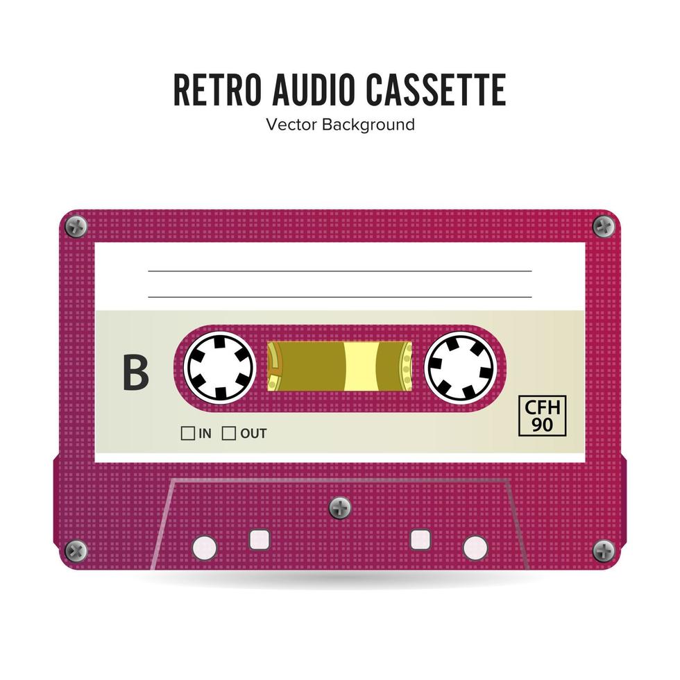 Retro Audio Cassette Vector. Detailed Retro C90 Audio Cassette With Place For Title vector