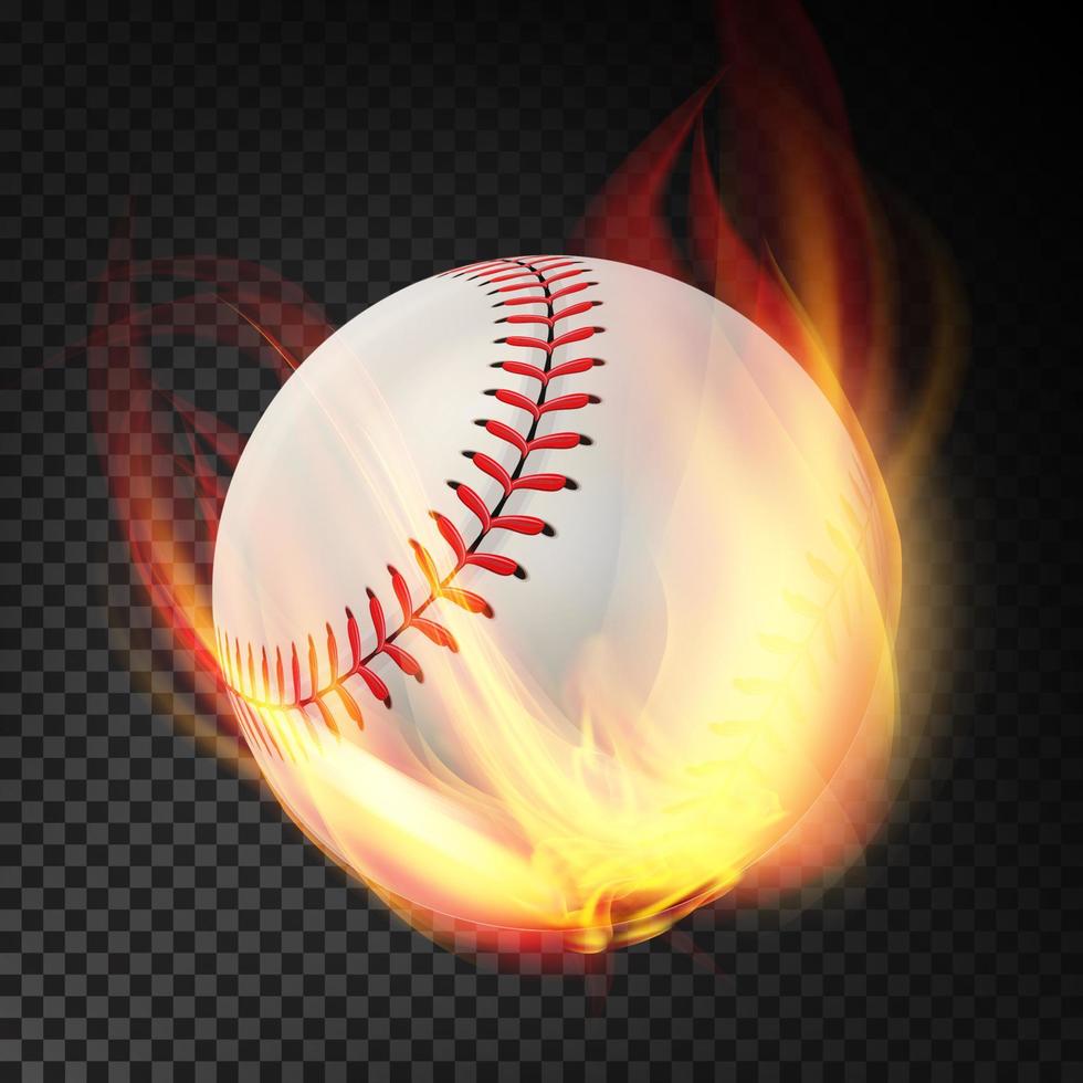 Baseball On Fire. Burning Style vector