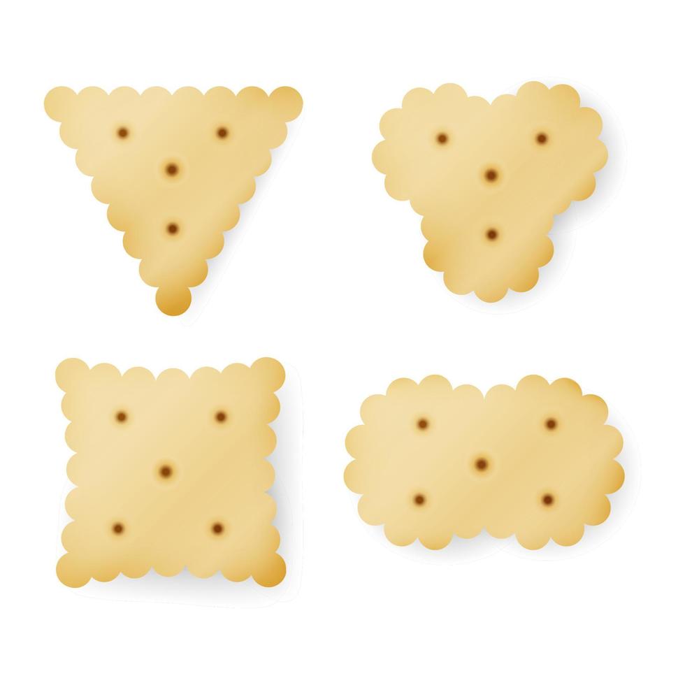 Cracker In Different Shapes. Yellow Cookie Vector. vector