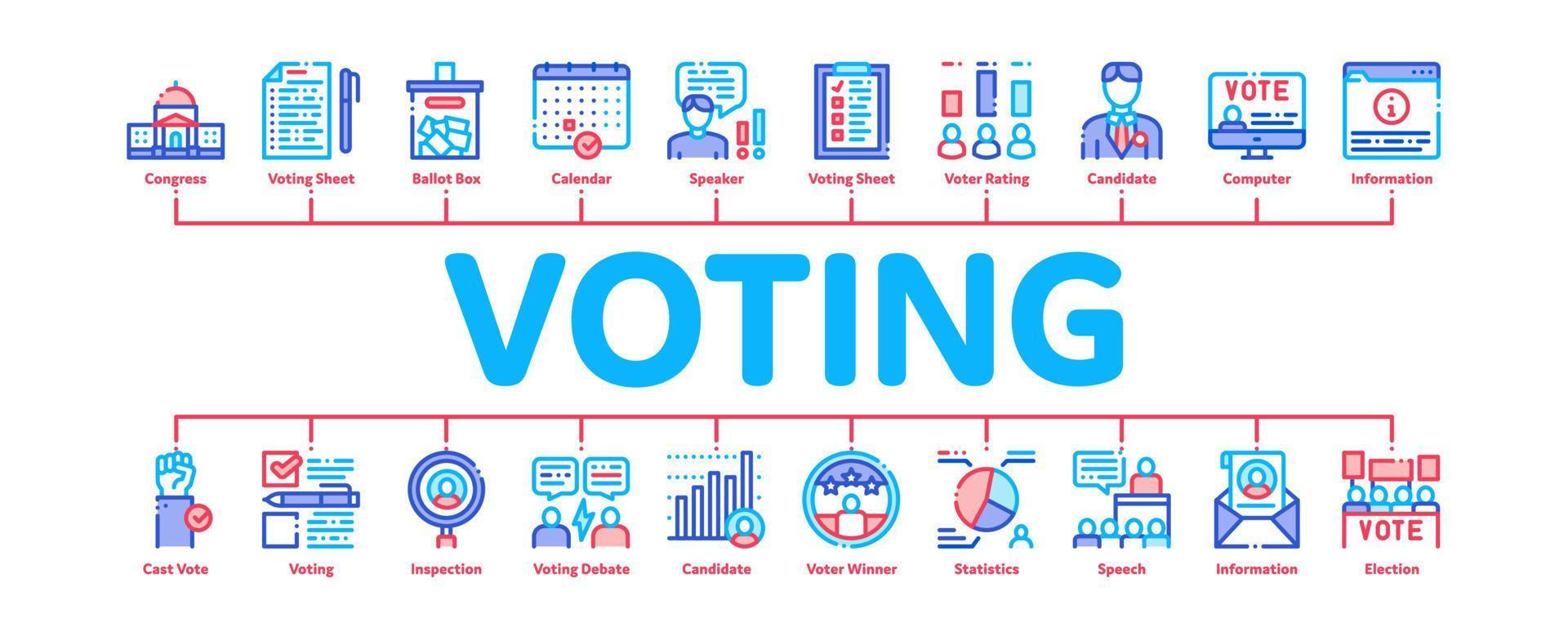 vector de banner infográfico mínimo de votación y elección