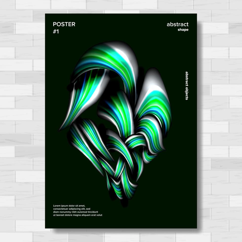 Liquid, Brush Poster Vector. Vibrant Gradients Shape. Surreal Graphic. Illustration vector