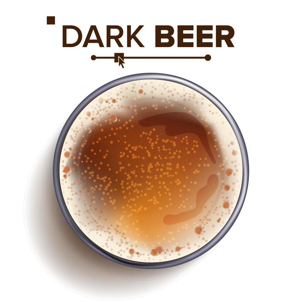 vector de vista superior de vaso de cerveza. beber en un vaso. bebida de alcohol ilustración aislada realista