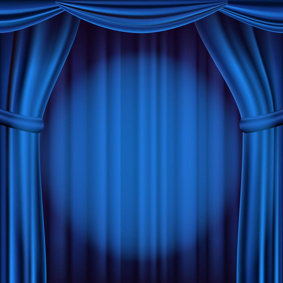 Blue Theater Curtain Vector. Theater, Opera Or Cinema Scene. Realistic Illustration vector