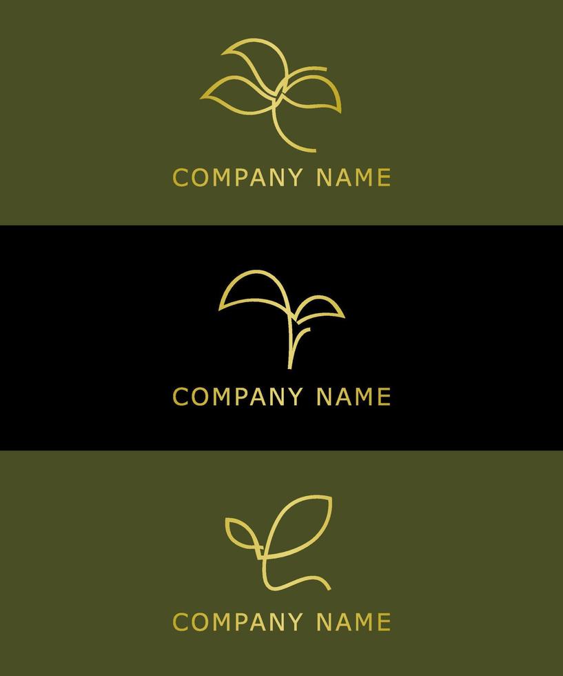 minimalist line art green leaf logo vector illustration. simple elegant sign symbol for agriculture industry, organic product labels tag packaging, natural spa, healing, meditation logo